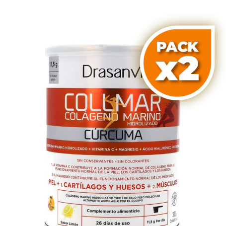 Pack 2x COLLMAR COLÁGENO MARINO CÚRCUMA LIMÓN 300Gr. DRASANVI