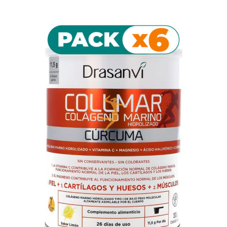 Pack 6x COLLMAR COLÁGENO MARINO CÚRCUMA LIMÓN 300Gr. DRASANVI