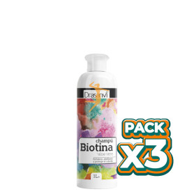 Pack 3x CHAMPÚ BIOTINA Y ALOE VERA 1Lt. DRASANVI