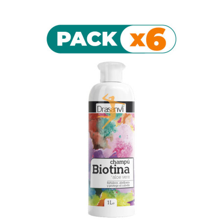 Pack 6x CHAMPÚ BIOTINA Y ALOE VERA 1Lt. DRASANVI