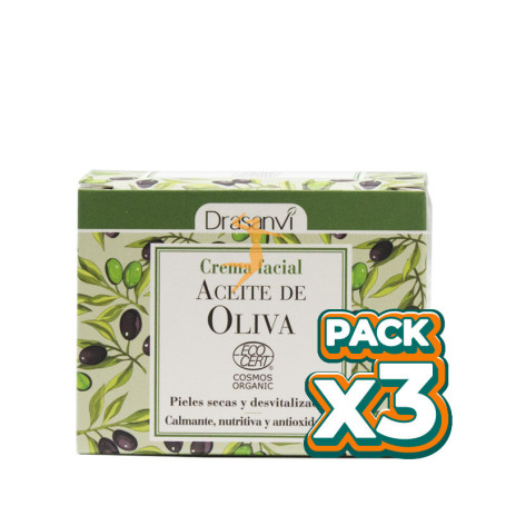 Pack 3x CREMA FACIAL ACEITE DE OLIVA BIO 50Ml. DRASANVI