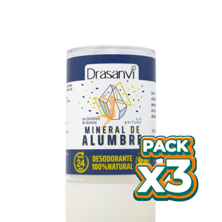 Pack 3x DESODORANTE ALUMBRE MINERAL CRISTAL DRASANVI