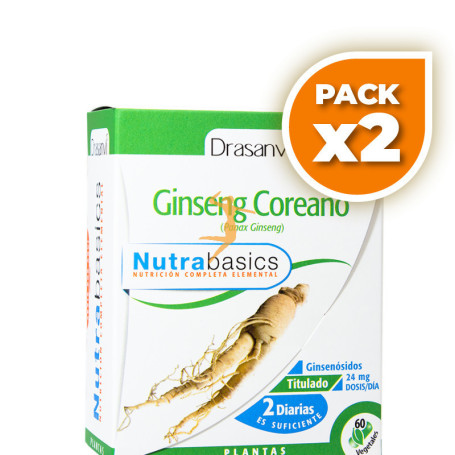 Pack 2x GINSENG COREANO 60 CÁPSULAS DRASANVI