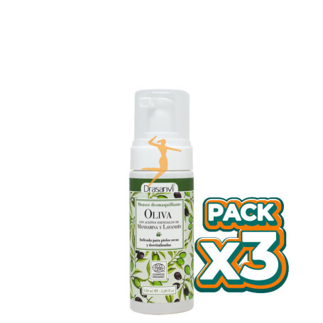 Pack 3x MOUSSE DESMAQUILLANTE ACEITE DE OLIVA BIO 150Ml. DRASANVI