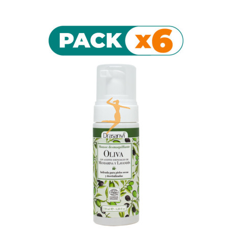 Pack 6x MOUSSE DESMAQUILLANTE ACEITE DE OLIVA BIO 150Ml. DRASANVI