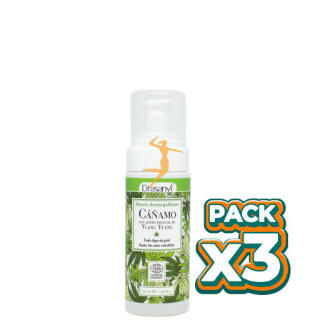 Pack 3x MOUSSE DESMAQUILLANTE CAÑAMO BIO 150Ml. DRASANVI