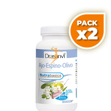Pack 2x AJO, ESPINO Y OLIVO 120 PERLAS DRASANVI