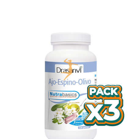 Pack 3x AJO, ESPINO Y OLIVO 120 PERLAS DRASANVI