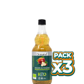Pack 3x VINAGRE MANZANA BIO S/F KETO 750Ml. DRASANVI