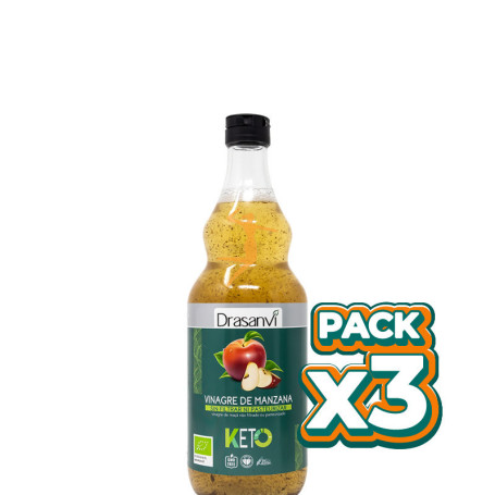 Pack 3x VINAGRE MANZANA BIO S/F KETO 750Ml. DRASANVI