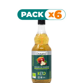 Pack 6x VINAGRE MANZANA BIO S/F KETO 750Ml. DRASANVI
