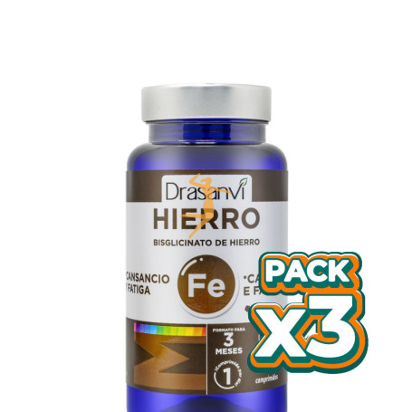 Pack 3x HIERRO BISGLICINATO FERROCHEL 90 COMPRIMIDOS DRASANVI