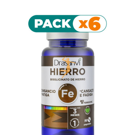 Pack 6x HIERRO BISGLICINATO FERROCHEL 90 COMPRIMIDOS DRASANVI