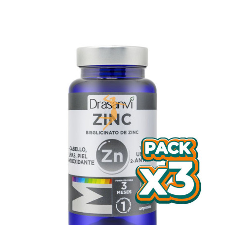 Pack 3x ZINC BISGLICINATO 90 COMPRIMIDOS DRASANVI