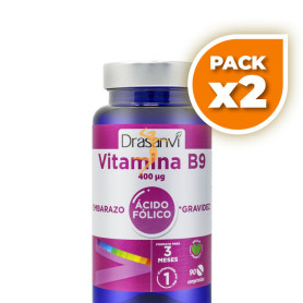 Pack 2x ÁCIDO FÓLICO 400Mcg. 90 COMPRIMIDOS DRASANVI