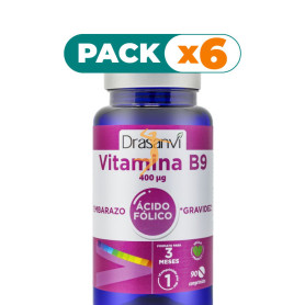 Pack 6x ÁCIDO FÓLICO 400Mcg. 90 COMPRIMIDOS DRASANVI