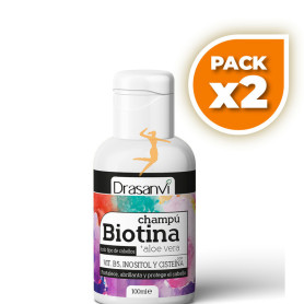 Pack 2x CHAMPÚ BIOTINA Y ALOE VERA 100Ml. DRASANVI
