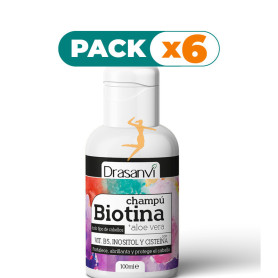Pack 6x CHAMPÚ BIOTINA Y ALOE VERA 100Ml. DRASANVI