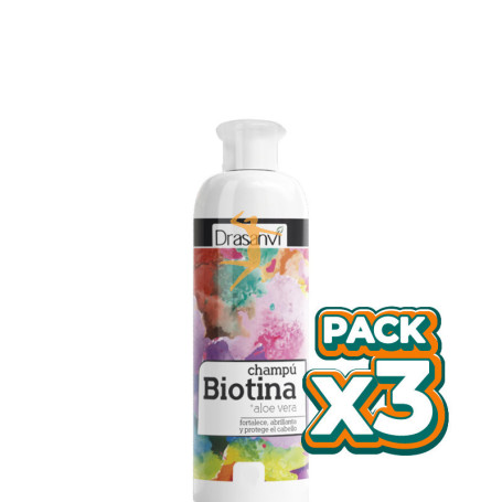 Pack 3x CHAMPU BIOTINA Y ALOE VERA CABELLO GRASO 100Ml. DRASANVI