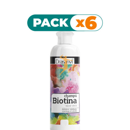 Pack 6x CHAMPU BIOTINA Y ALOE VERA CABELLO GRASO 100Ml. DRASANVI