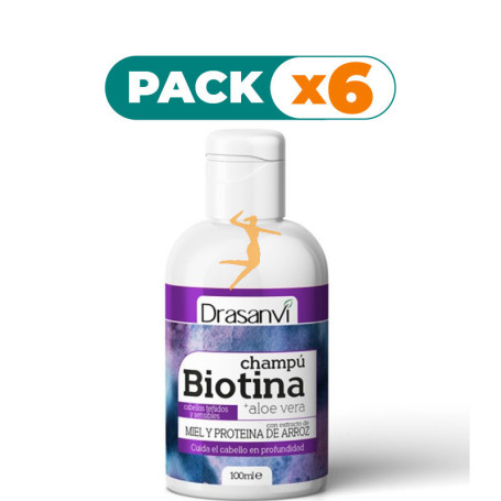 Pack 6x CHAMPÚ BIOTINA Y ALOE VERA CABELLO TEÑIDO 100Ml. DRASANVI