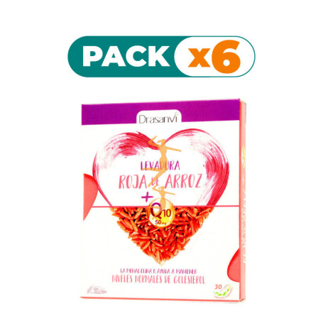 Pack 6x LEVADURA ROJA DE ARROZ CON Q10 30 CAPSULAS DRASANVI