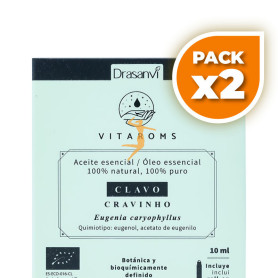 Pack 2x ACEITE ESENCIAL CLAVO BIO 10ML VITAROMS DRASANVI
