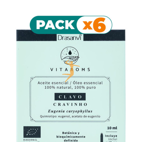 Pack 6x ACEITE ESENCIAL CLAVO BIO 10ML VITAROMS DRASANVI