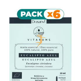 Pack 6x ACEITE ESENCIAL EUCALIPTO AZUL BIO 10ML VITAROMS DRASANVI