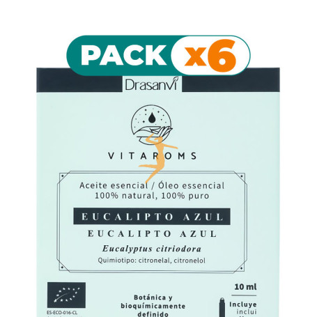 Pack 6x ACEITE ESENCIAL EUCALIPTO AZUL BIO 10ML VITAROMS DRASANVI