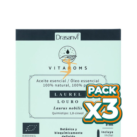 Pack 3x ACEITE ESENCIAL LAUREL BIO 5ML VITAROMS DRASANVI