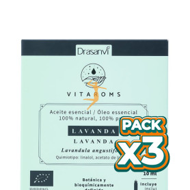 Pack 3x ACEITE ESENCIAL LAVANDA BIO 10ML VITAROMS DRASANVI