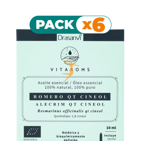Pack 6x ACEITE ESENCIAL ROMERO QT CINEOL BIO 10ML VITAROMS DRASANVI