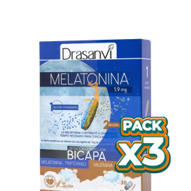 Pack 3x MELATONINA BICAPA RETARD 30 COMPRIMIDOS DRASANVI