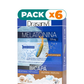 Pack 6x MELATONINA BICAPA RETARD 30 COMPRIMIDOS DRASANVI