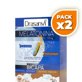Pack 2x MELATONINA BICAPA RETARD 60 COMPRIMIDOS DRASANVI