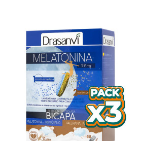 Pack 3x MELATONINA BICAPA RETARD 60 COMPRIMIDOS DRASANVI