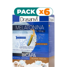 Pack 6x MELATONINA BICAPA RETARD 60 COMPRIMIDOS DRASANVI