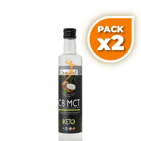 Pack 2x ACEITE MCT COCO PURO 100% C8 500ML KETO DRASANVI