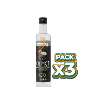 Pack 3x ACEITE MCT COCO PURO 100% C8 500ML KETO DRASANVI