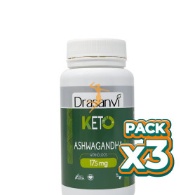 Pack 3x ASHWAGANDHA 60 CÁPSULAS KETO DRASANVI