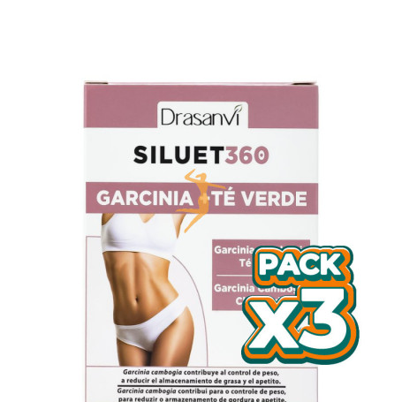 Pack 3x SILUET 360 GARCINIA + TE VERDE 30 COMPRIMIDOS DRASANVI