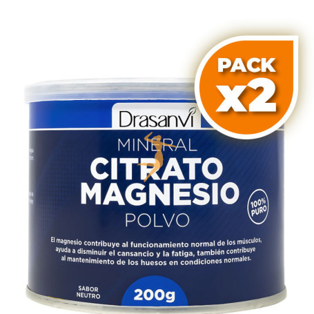 Pack 2x MINERAL CITRATO DE MAGNESIO POLVO 200GR DRASANVI