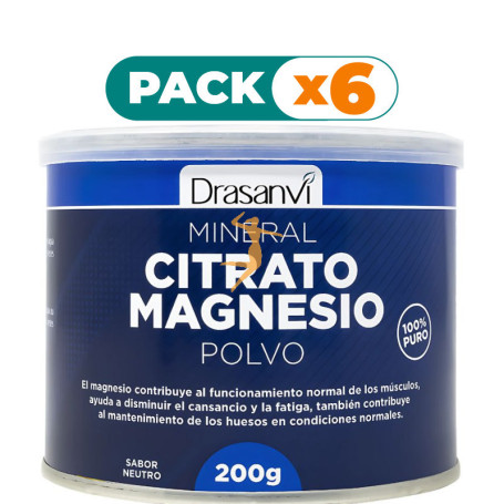Pack 6x MINERAL CITRATO DE MAGNESIO POLVO 200GR DRASANVI