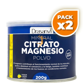 Pack 2x MINERAL CITRATO DE MAGNESIO POLVO SABOR LIMÓN 200GR DRASANVI