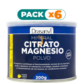 Pack 6x MINERAL CITRATO DE MAGNESIO POLVO SABOR LIMÓN 200GR DRASANVI