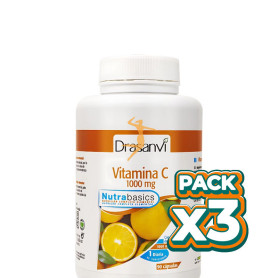 Pack 3x VITAMINA C 1000MG 90 CÁPSULAS NUTRABASICS DRASANVI