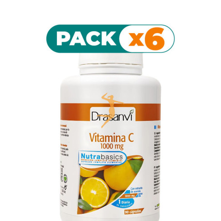 Pack 6x VITAMINA C 1000MG 90 CÁPSULAS NUTRABASICS DRASANVI