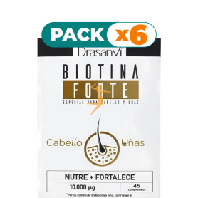 Pack 6x BIOTINA FORTE 10.000µG 45 COMPRIMIDOS DRASANVI