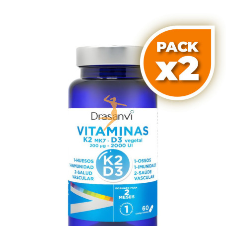 Pack 2x VITAMINA K2+D3 60 COMPRIMIDOS DRASANVI